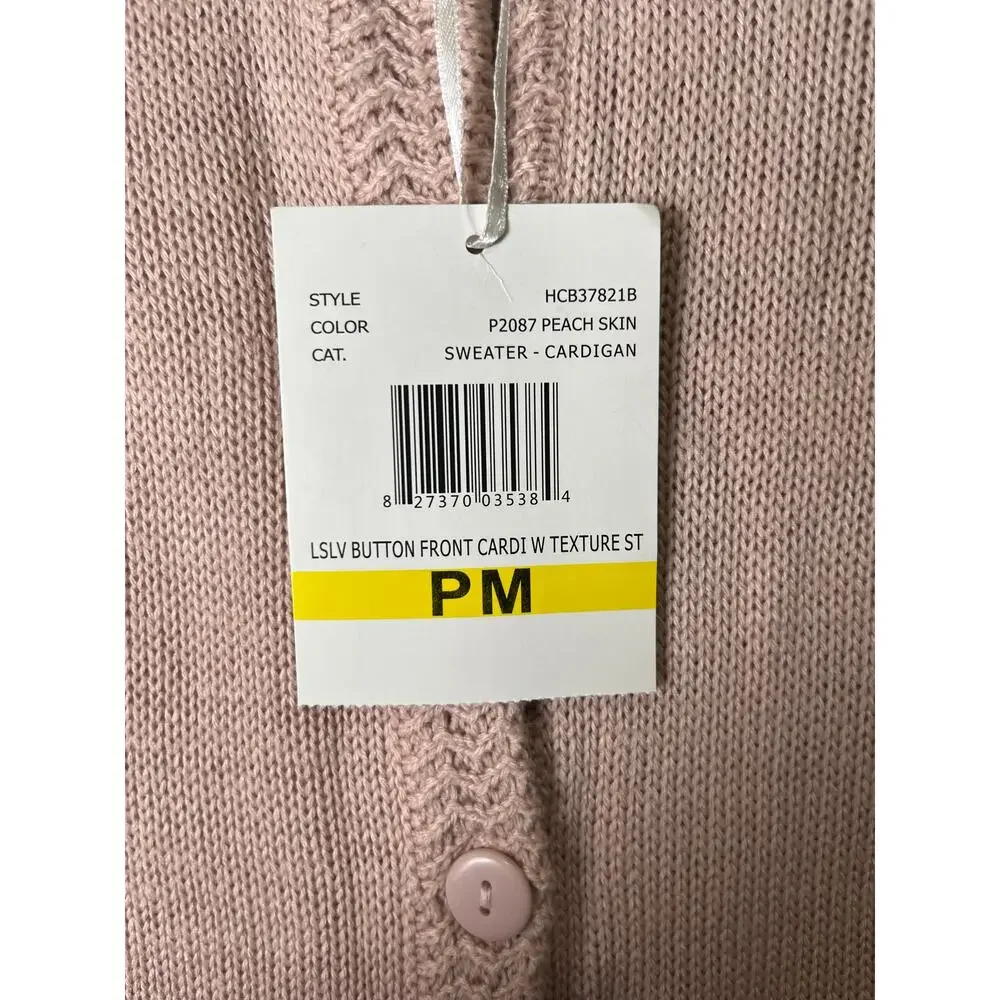 Soft Girl Blush Pink Knit Cardigan Button‎ Front Cottagecore Coquette Kawaii NEW